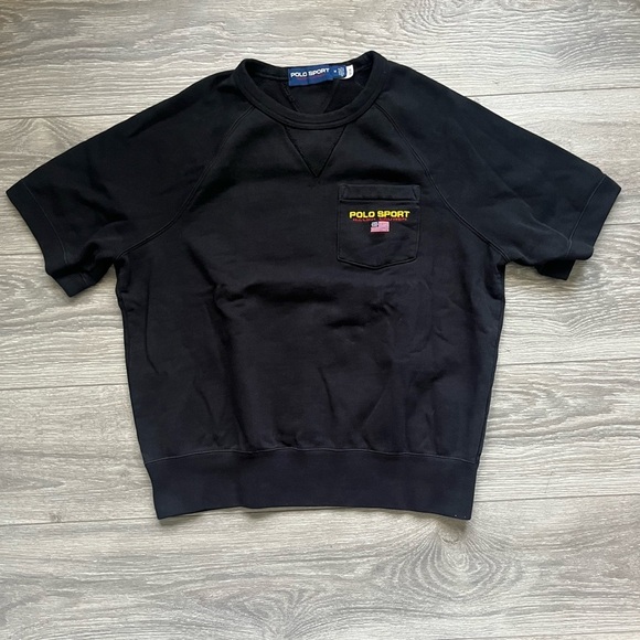 Polo Ralph Lauren Other - Polo Sport Men’s Black Short Sleeve Sweatshirt Pocket Logo Size M Preppy Street